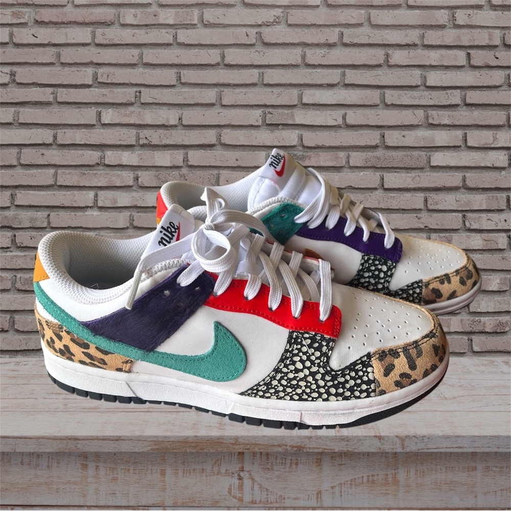 Deadstock Nike Womens Dunk Low SE "Safari Mix" Box Animal Patchwork Wm 8 Men 6.5 - Picture 5 of 10